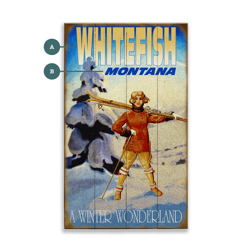 Winter Wonderland Ski Girl - Wood & Metal Wall Art