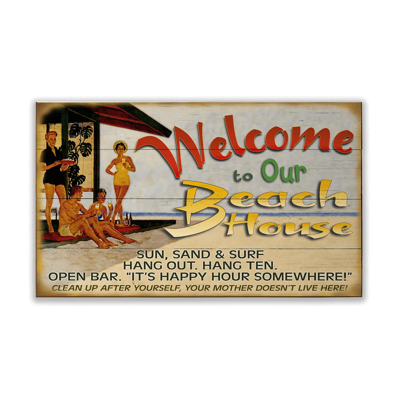 Beach House Welcome: Generic - Wood & Metal Wall Art