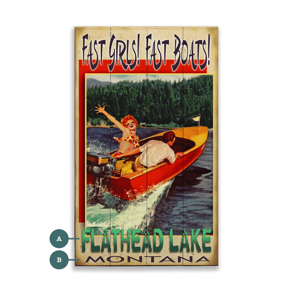 Fast Girls, Fast Boats: Lake - Wood & Metal Wall Art