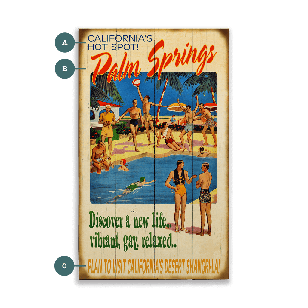 Poolside in Palm Springs - Wood & Metal Wall Art