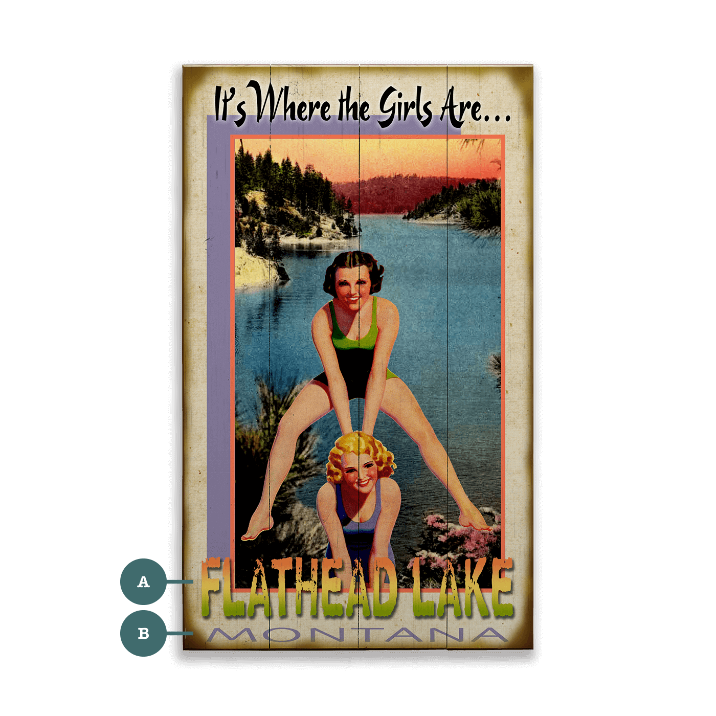 Where the Girls Are: Lake - Wood & Metal Wall Art