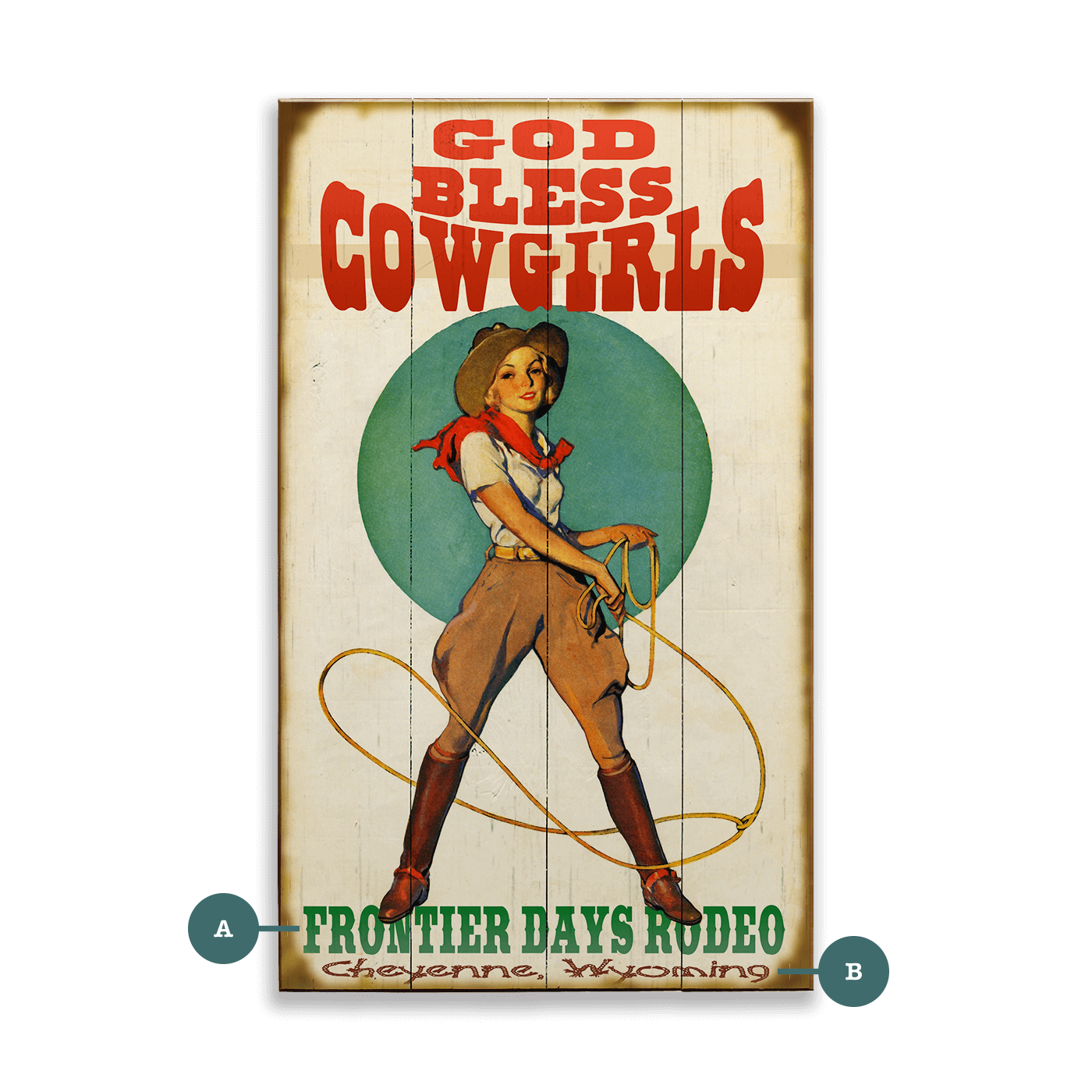 God Bless Cowgirls - Wood & Metal Wall Art