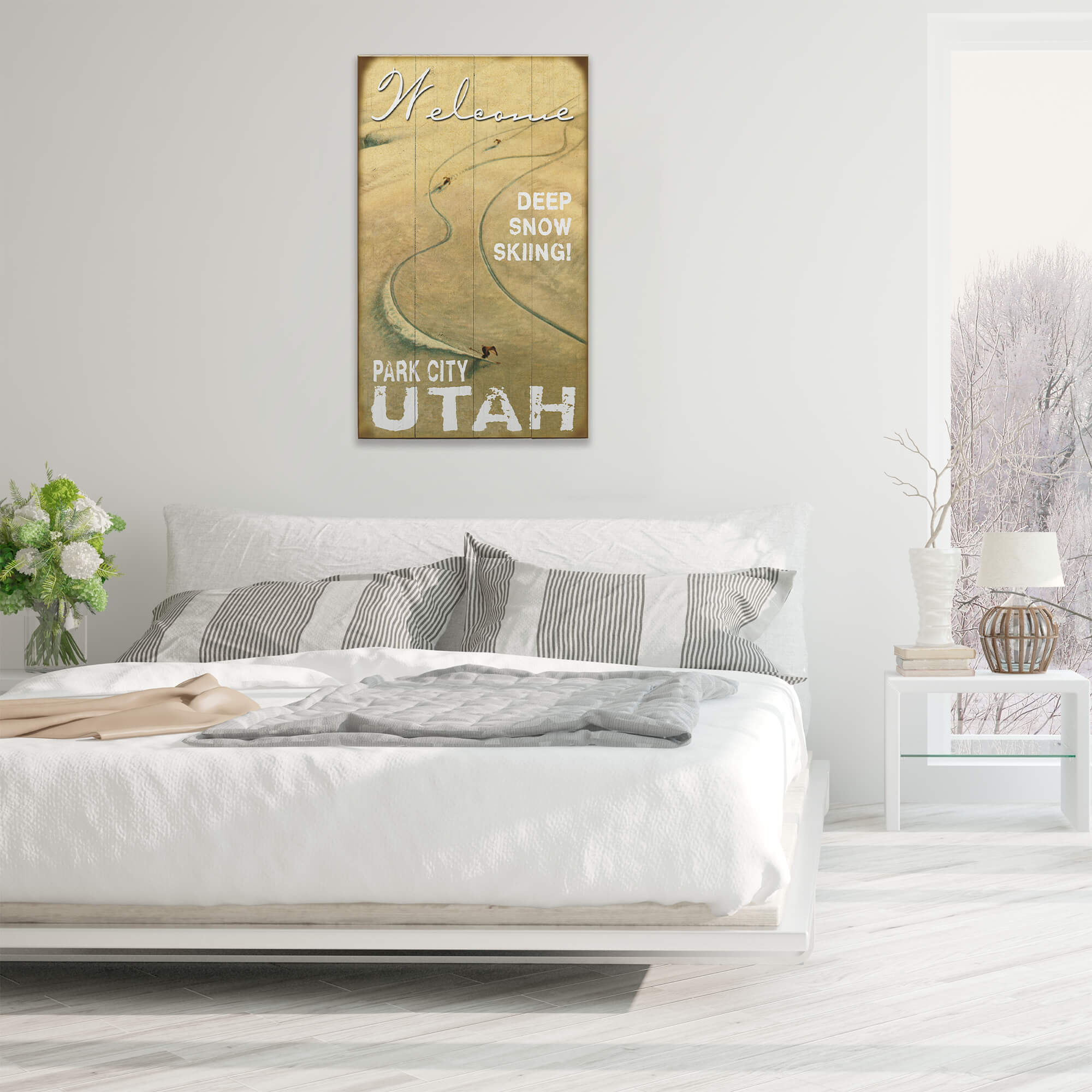 Deep Snow Skier - Wood & Metal Wall Art