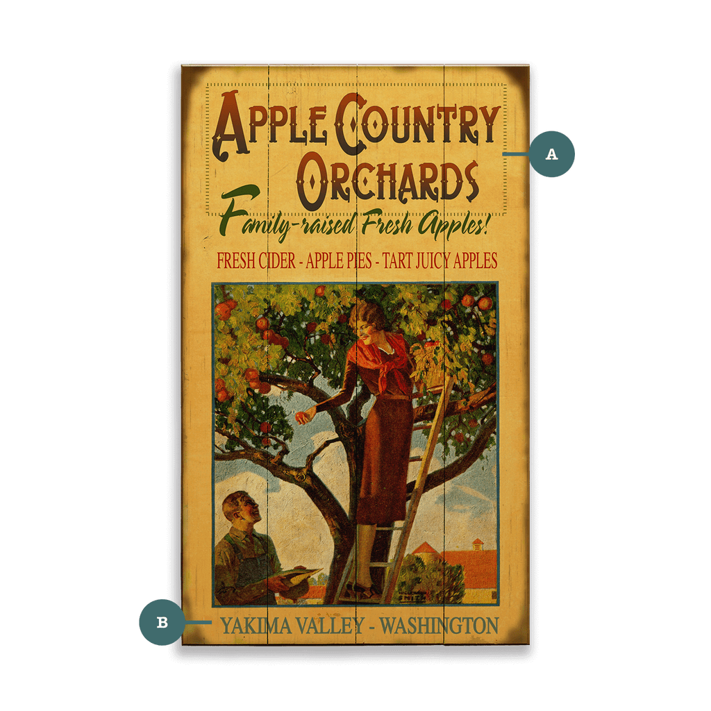 Apple Country Orchards - Wood & Metal Wall Art