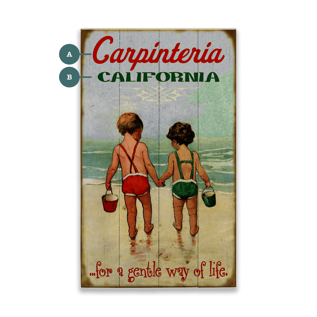 Hand in Hand: Children's Beach Time - Wood & Metal Wall Art