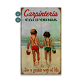 Hand in Hand: Children's Beach Time - Wood & Metal Wall Art