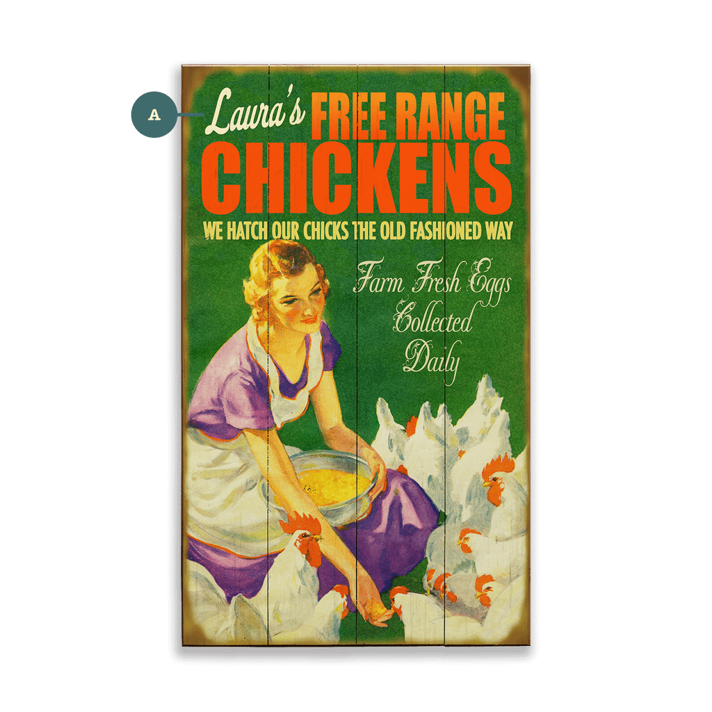 Free Range Chickens - Wood & Metal Wall Art
