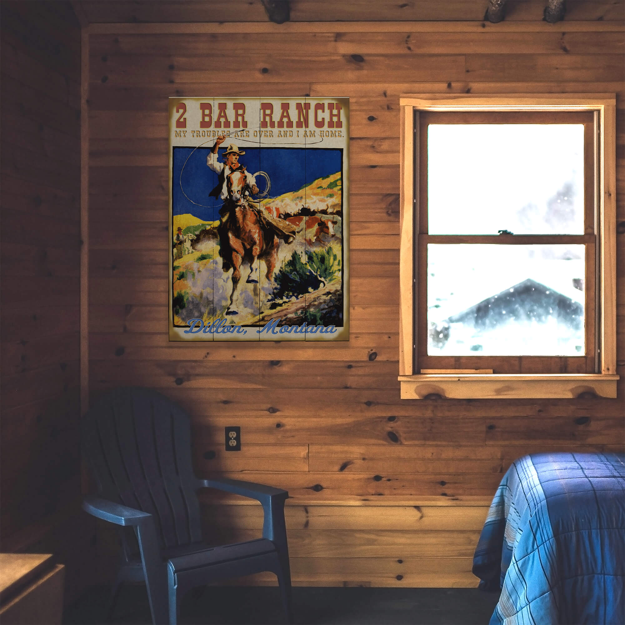 Roping Cowboy Ranch: Personalized - Wood & Metal Wall Art