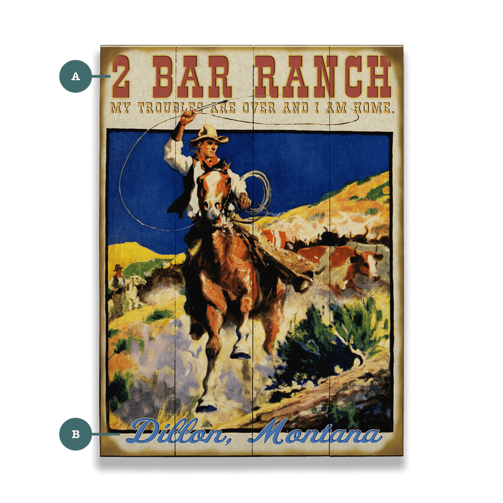 Roping Cowboy Ranch: Personalized - Wood & Metal Wall Art