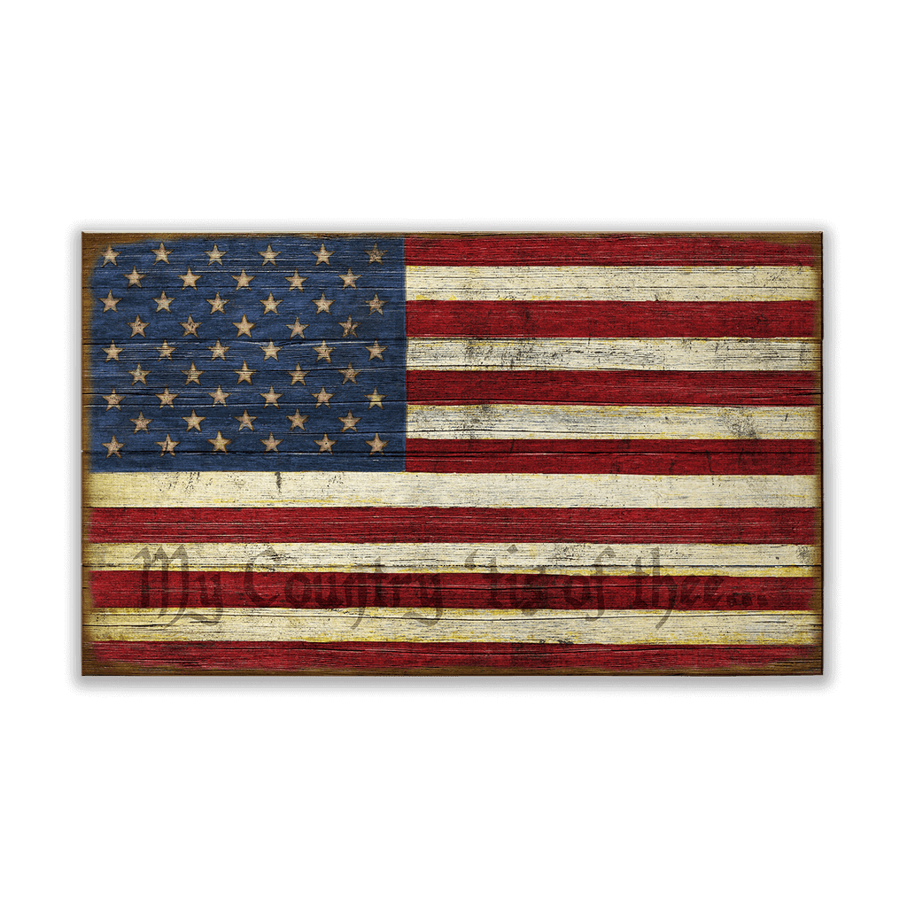 USA Flag: Personalized - Wood & Metal Wall Art