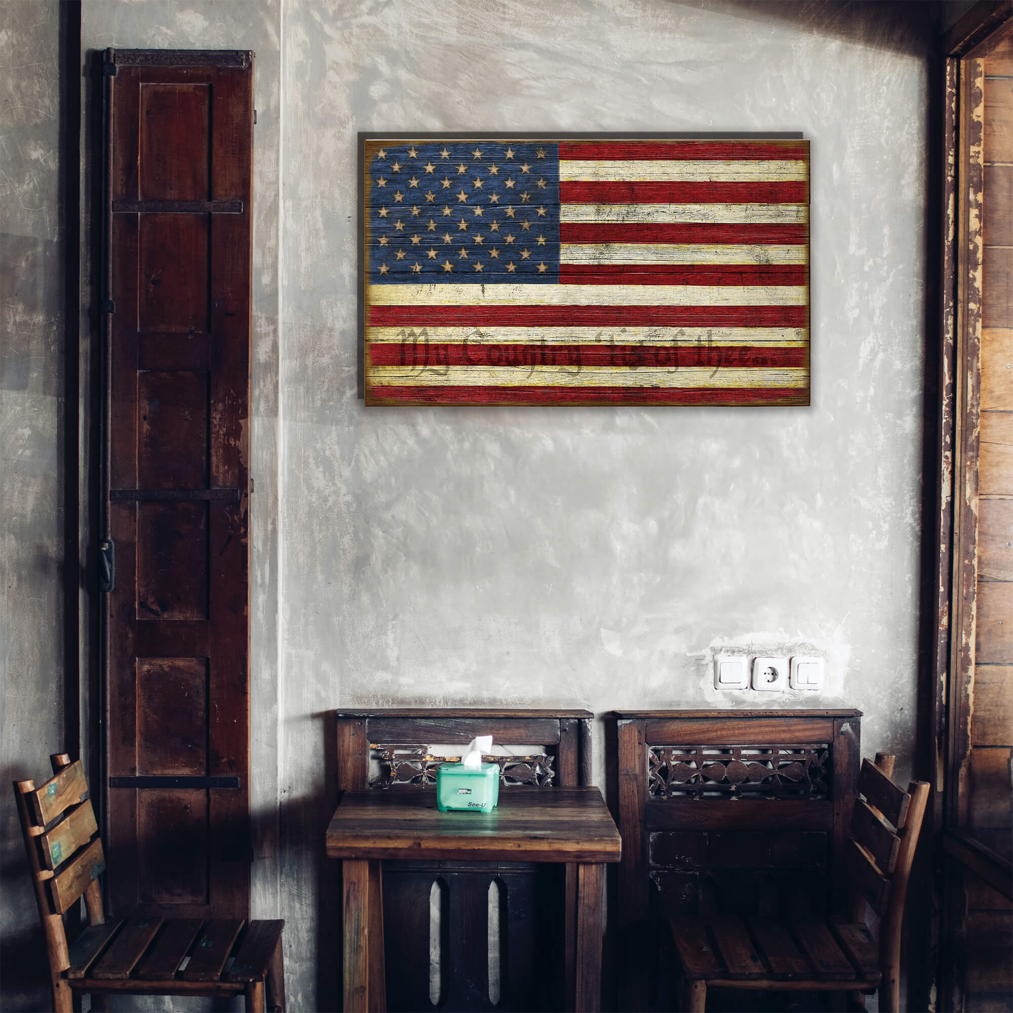 USA Flag: Personalized - Wood & Metal Wall Art
