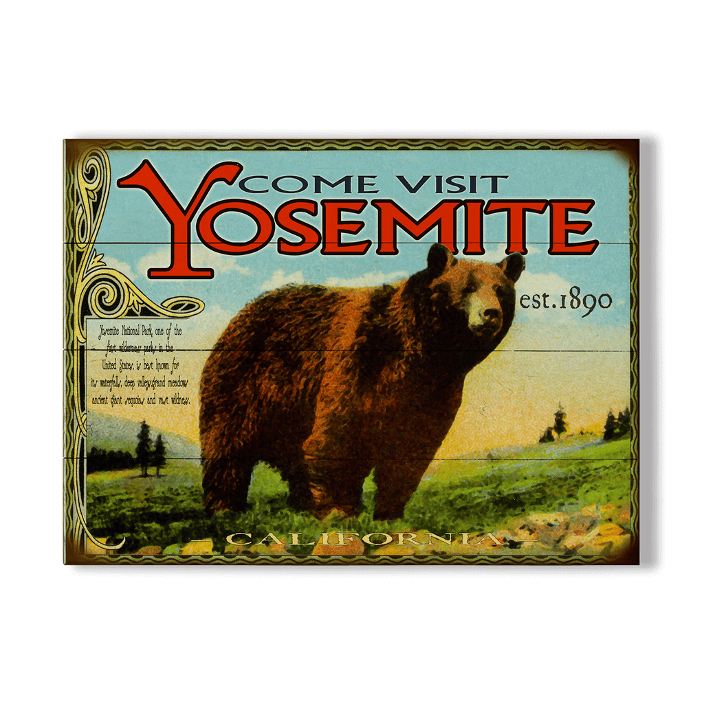 Yosemite: Bear & Meadow Scene - Wood & Metal Wall Art