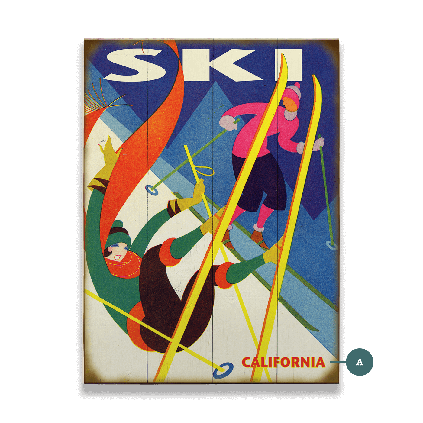 Falling Skier - Wood & Metal Wall Art