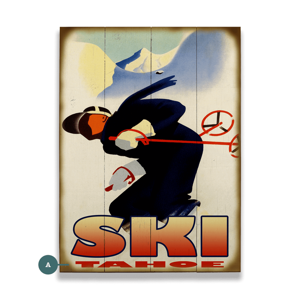 Downhill Rush Graphic Skier - Wood & Metal Wall Art