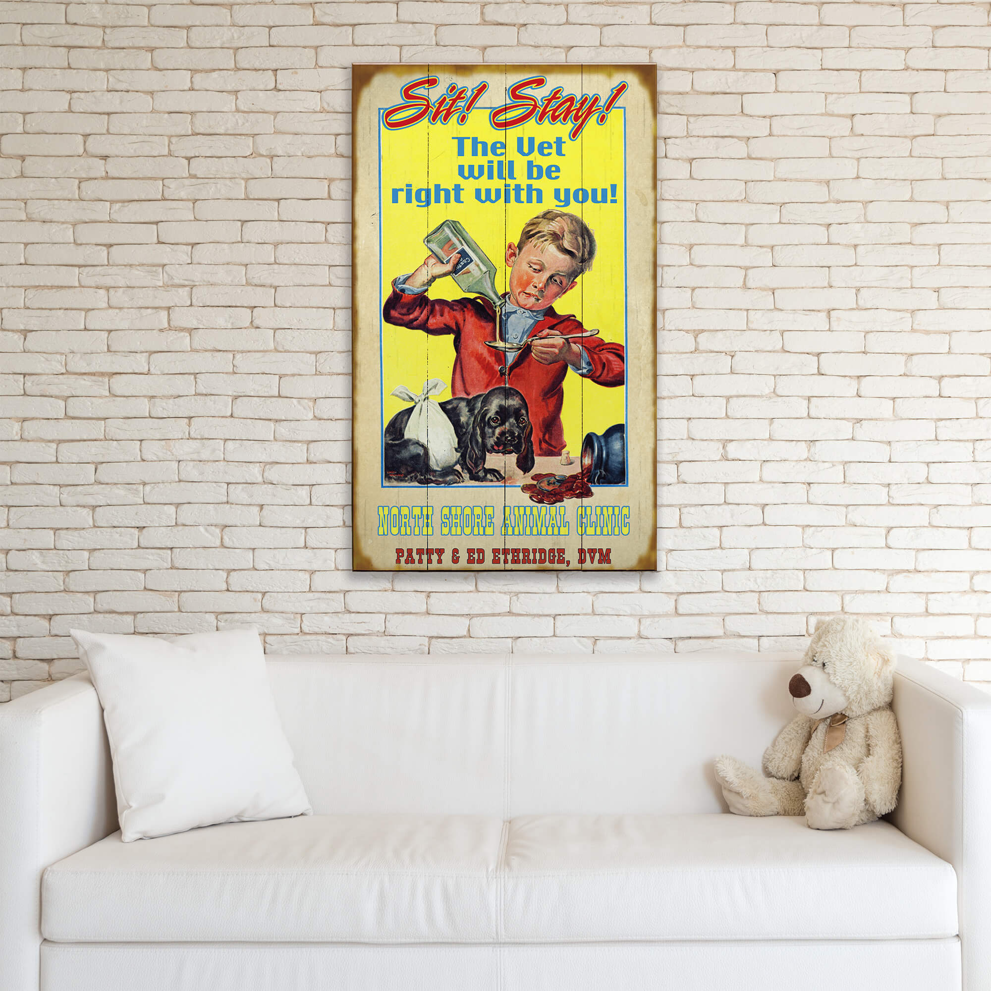 Sit Stay Pet Vet - Wood & Metal Wall Art