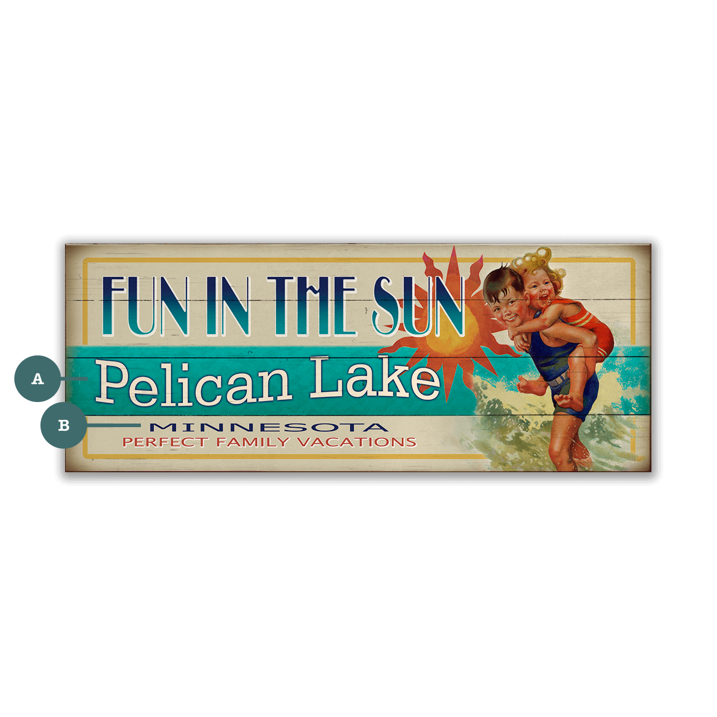 Fun in the Sun Children - Wood & Metal Wall Art