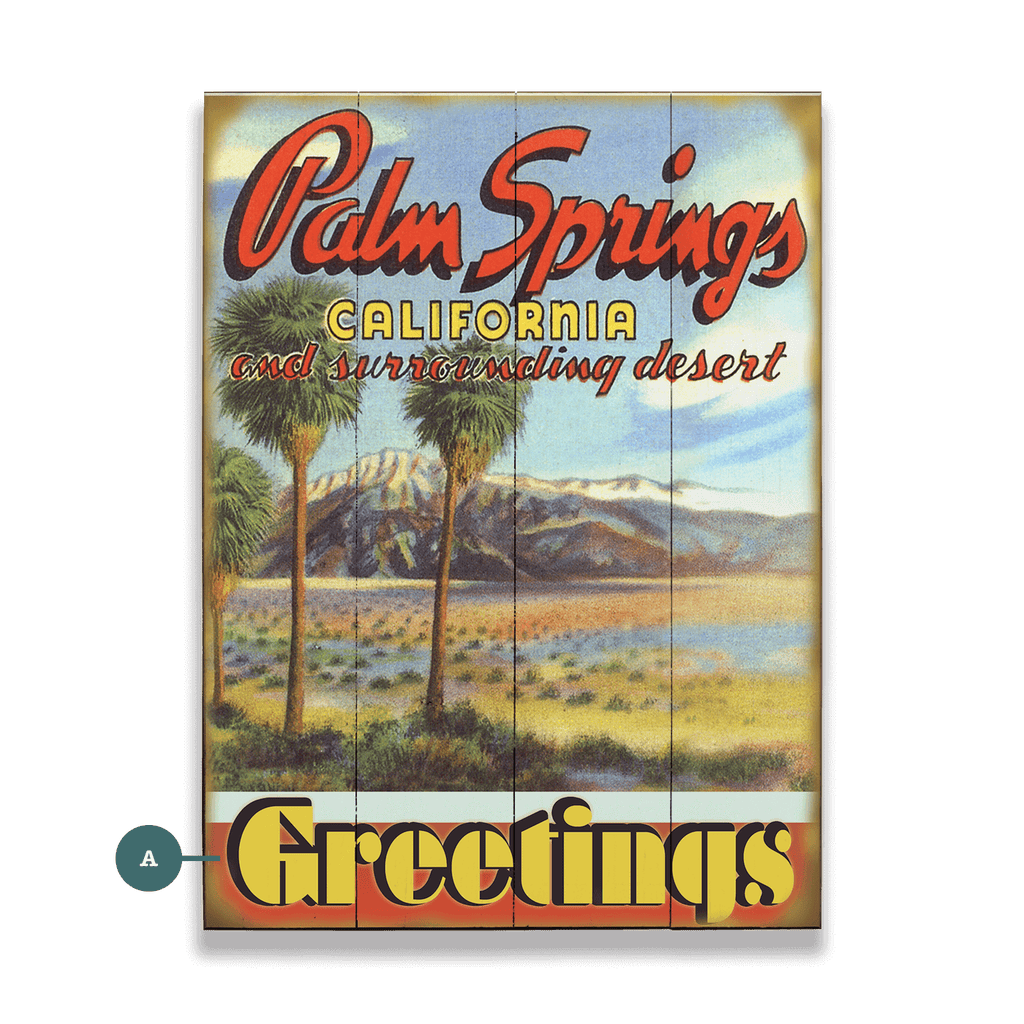 Palm Springs and Surrounding Desert Postcard - Wood & Metal Wall Art