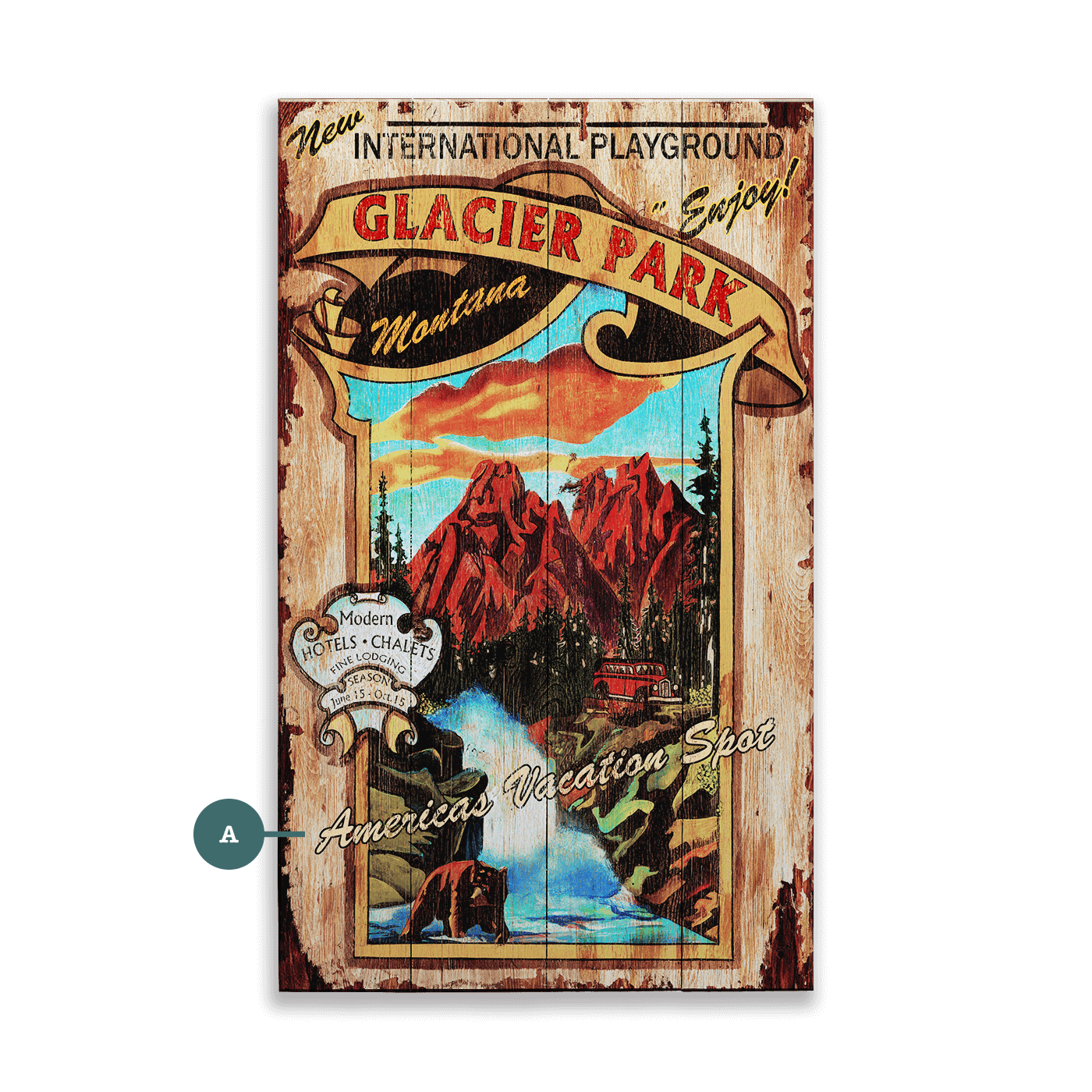 Glacier Park - International Playground - Wood & Metal Wall Art