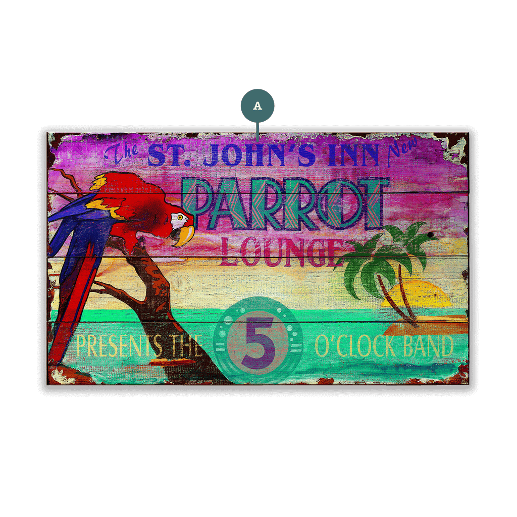 The Parrot Lounge - Wood & Metal Wall Art