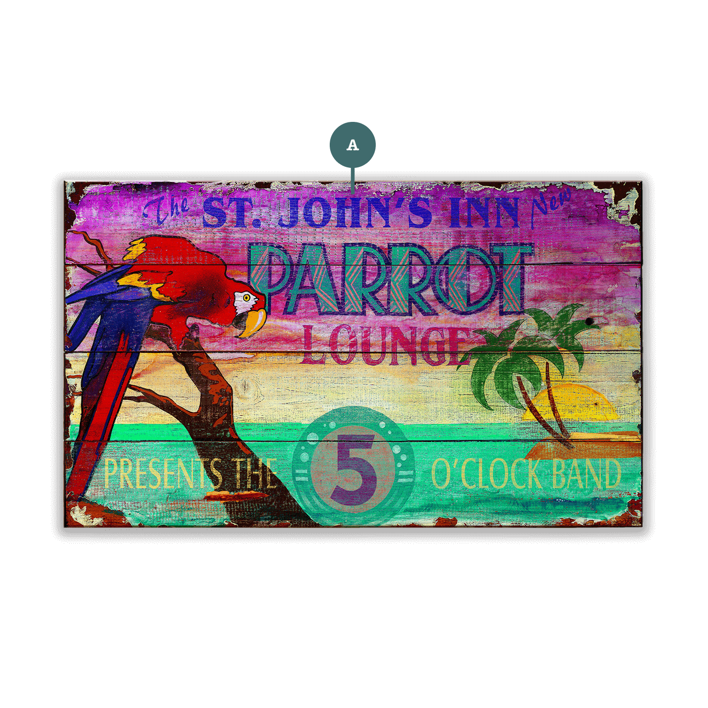 The Parrot Lounge - Wood & Metal Wall Art