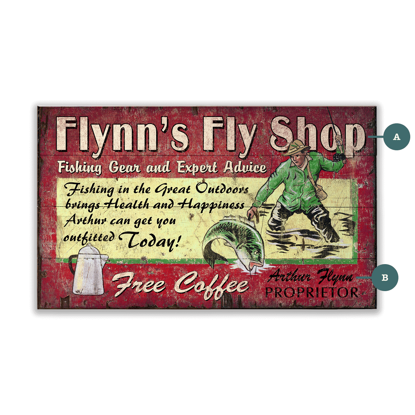 Flynn's Fly Shop - Wood & Metal Wall Art