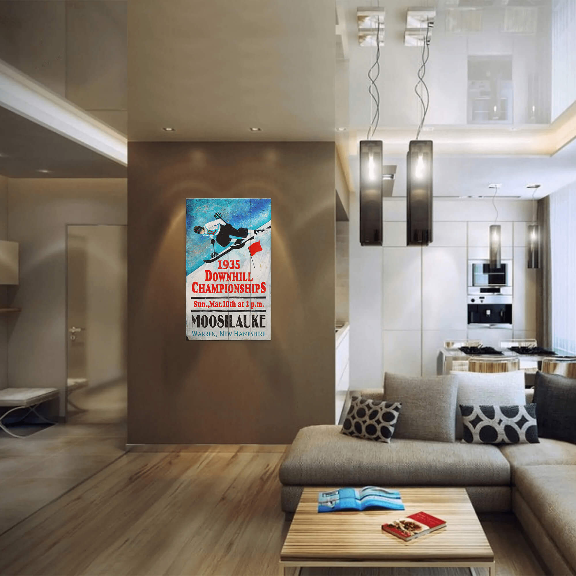 Downhill Ski Championships - Wood & Metal Wall Art