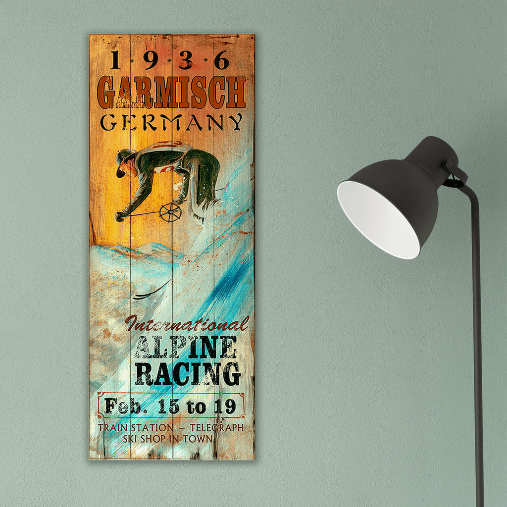 International Alpine Racing - Wood and Metal Wall Art