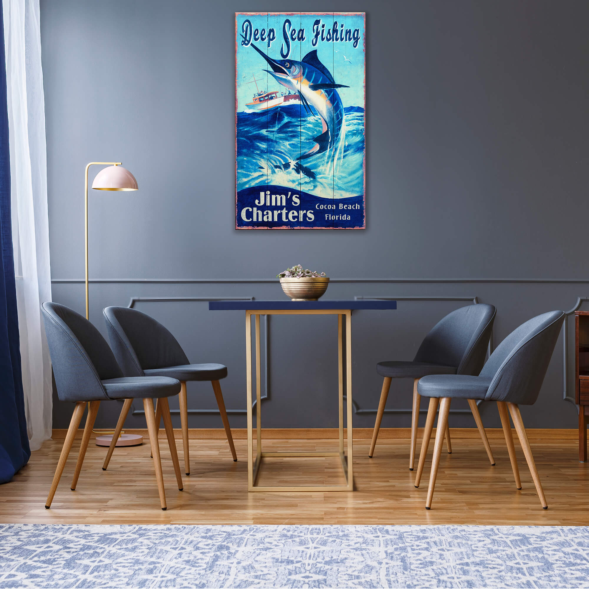 Deep Sea Fishing Charters - Wood & Metal Wall Art