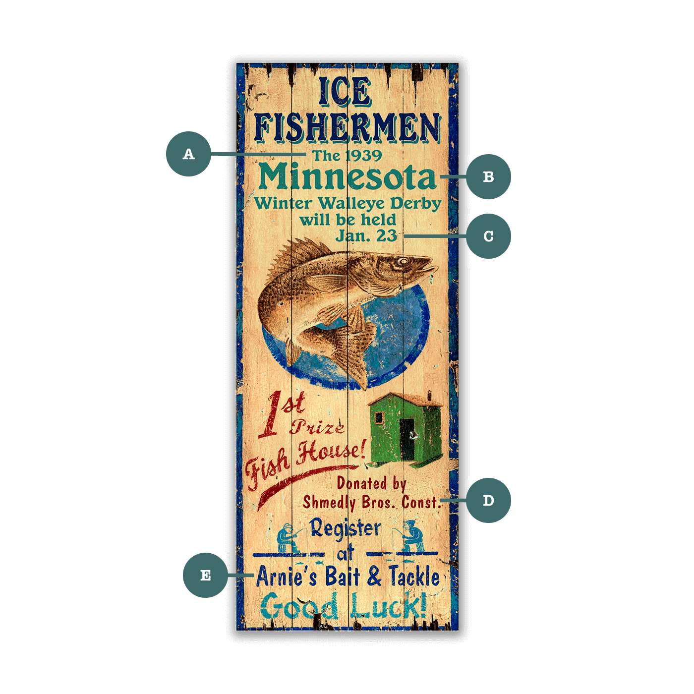 Ice Fishermen - Wood and Metal Wall Art