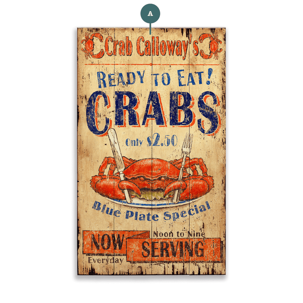 Ready to Eat Crabs - Wood & Metal Wall Art