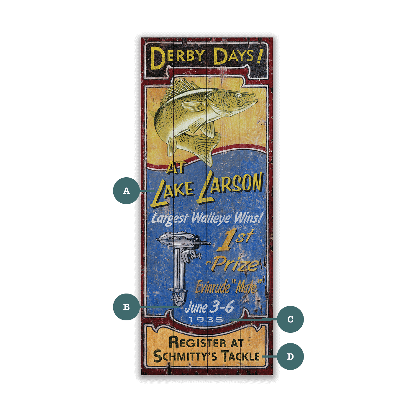 Derby Days: Walleye - Wood and Metal Wall Art