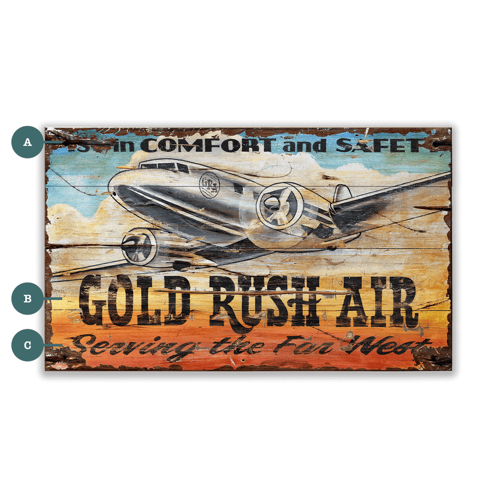 Gold Rush Air - Wood & Metal Wall Art