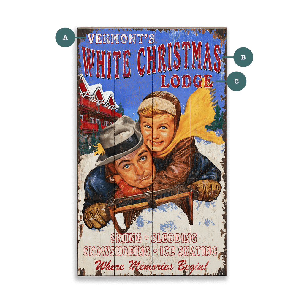 White Christmas Lodge - Wood & Metal Wall Art