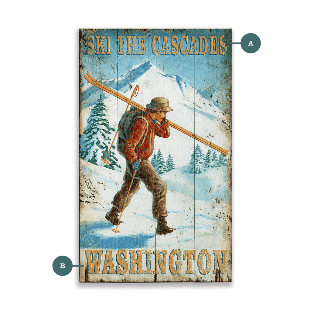 Ski the Cascades - Wood & Metal Wall Art
