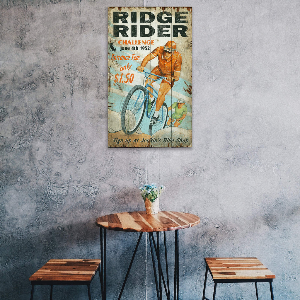 Ridge Rider Bike Challenge - Wood & Metal Wall Art
