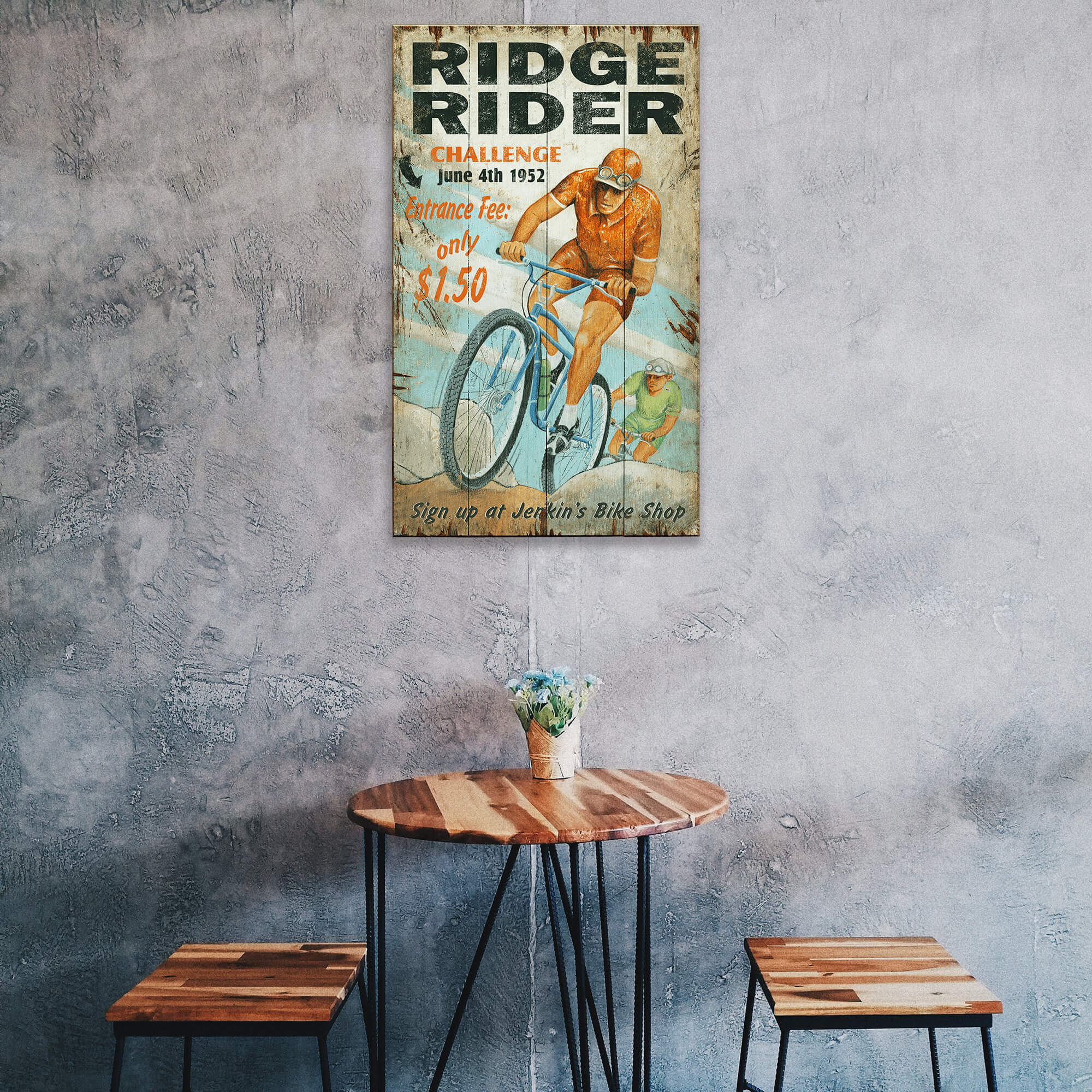 Ridge Rider Bike Challenge - Wood & Metal Wall Art