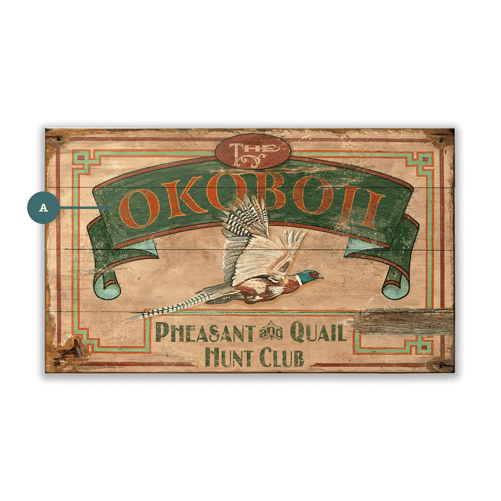 Okoboji Pheasant and Qual Hunt Club - Wood & Metal Wall Art