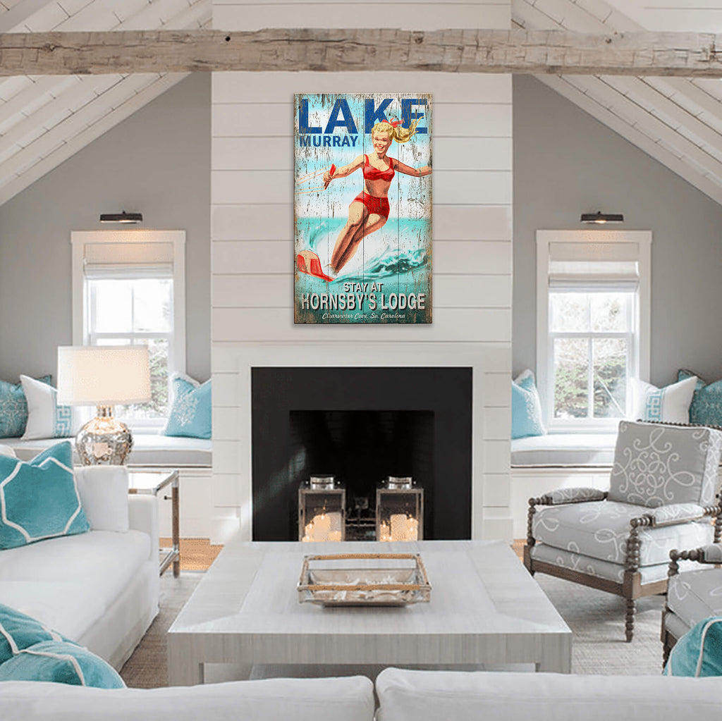 Retro Slalom Skier - Wood & Metal Wall Art