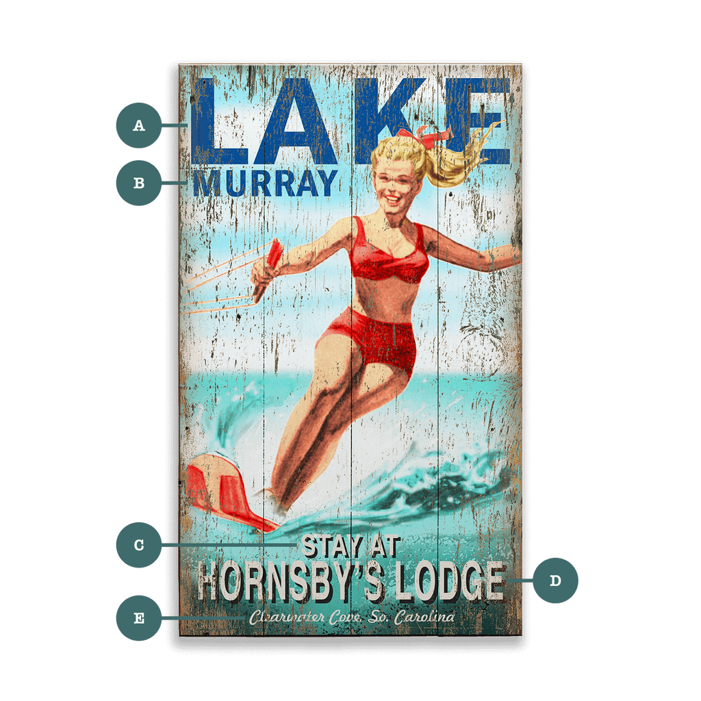 Retro Slalom Skier - Wood & Metal Wall Art