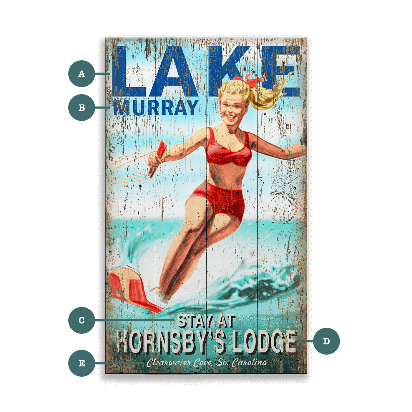 Retro Slalom Skier - Wood & Metal Wall Art