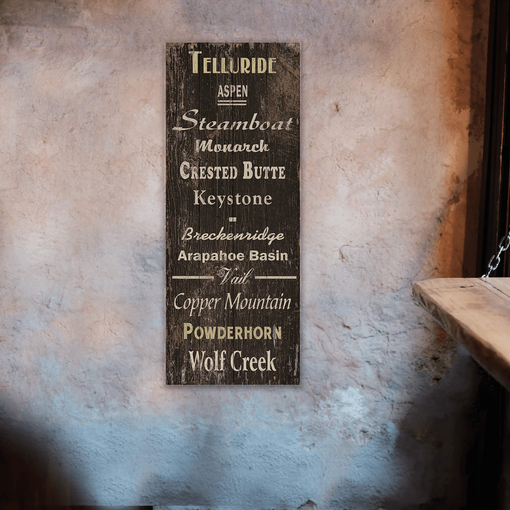 Vintage Ski Destinations - Wood & Metal Wall Art