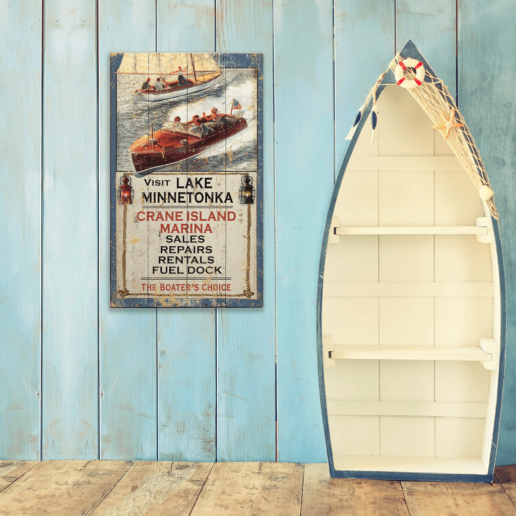 Crane Island Marina- Wood & Metal Wall Art