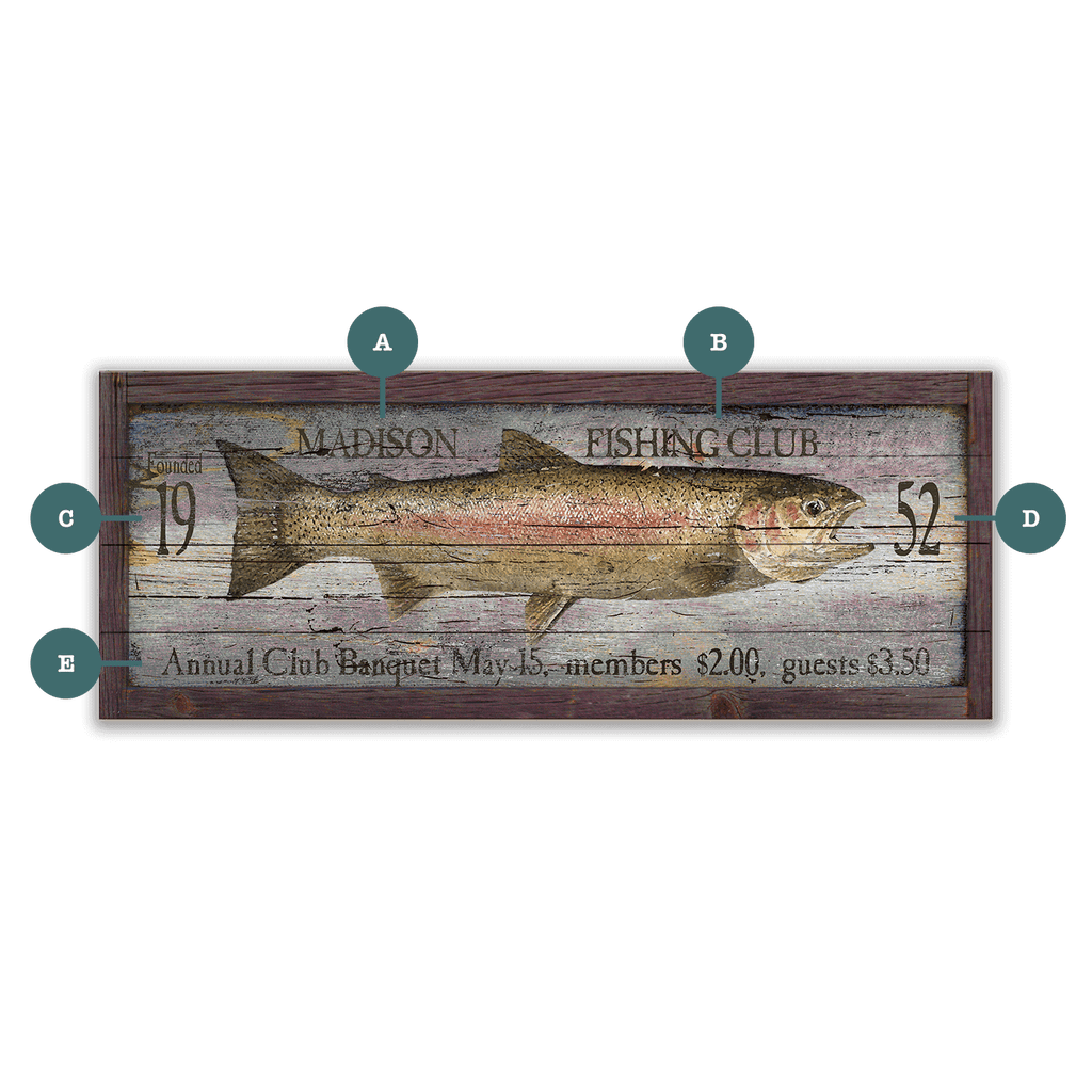 Fishing Club - Wood & Metal Wall Art