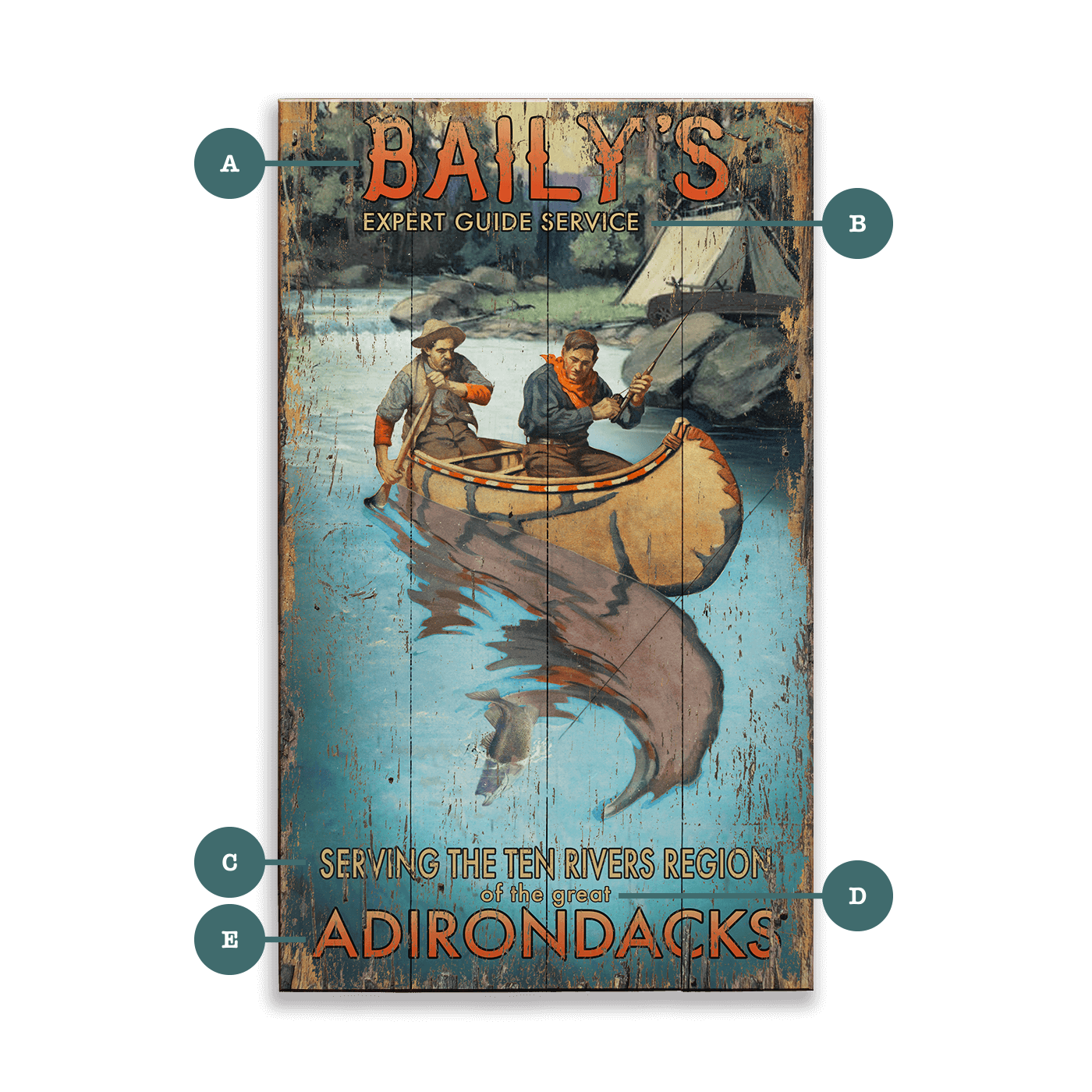 Baily's Guide Service: Distressed Finish - Wood & Metal Wall Art
