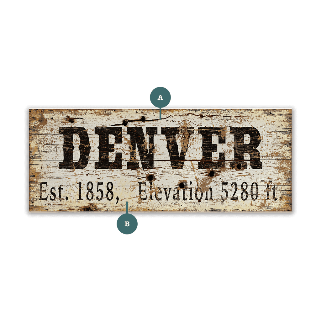 Denver Established & Elevation - Wood & Metal Wall Art
