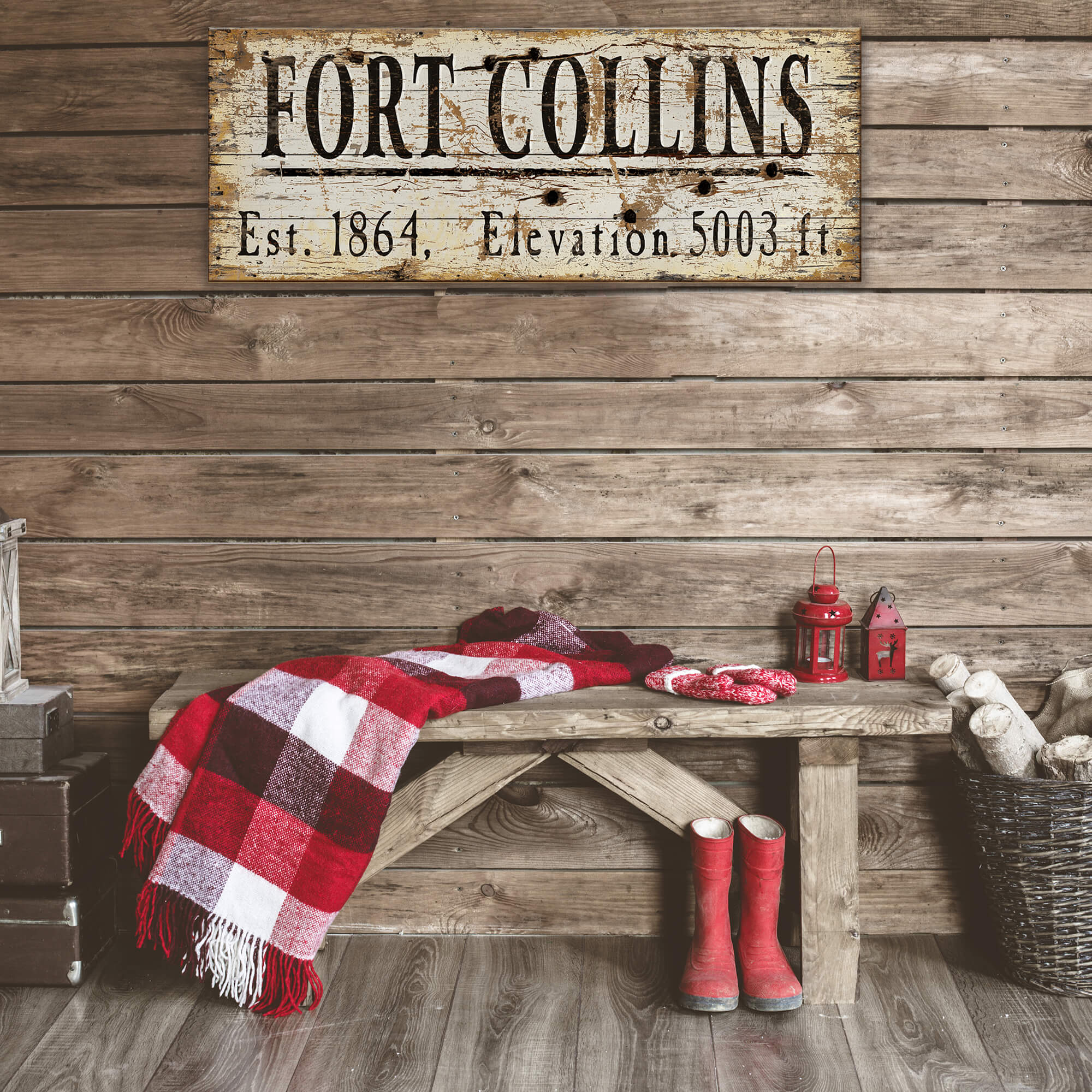 Fort Collins Established & Elevation - Wood & Metal Wall Art