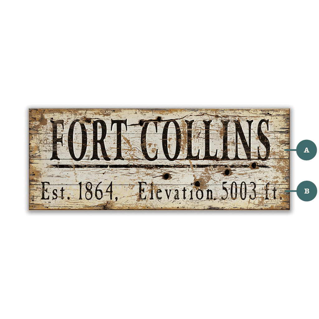 Fort Collins Established & Elevation - Wood & Metal Wall Art
