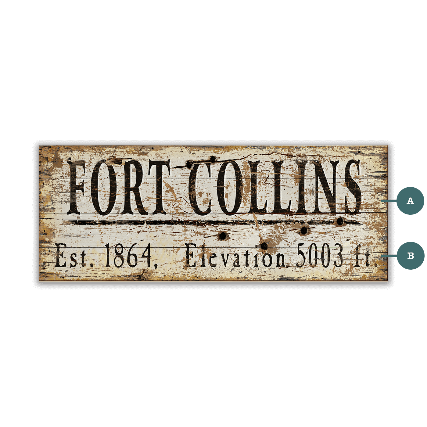 Fort Collins Established & Elevation - Wood & Metal Wall Art