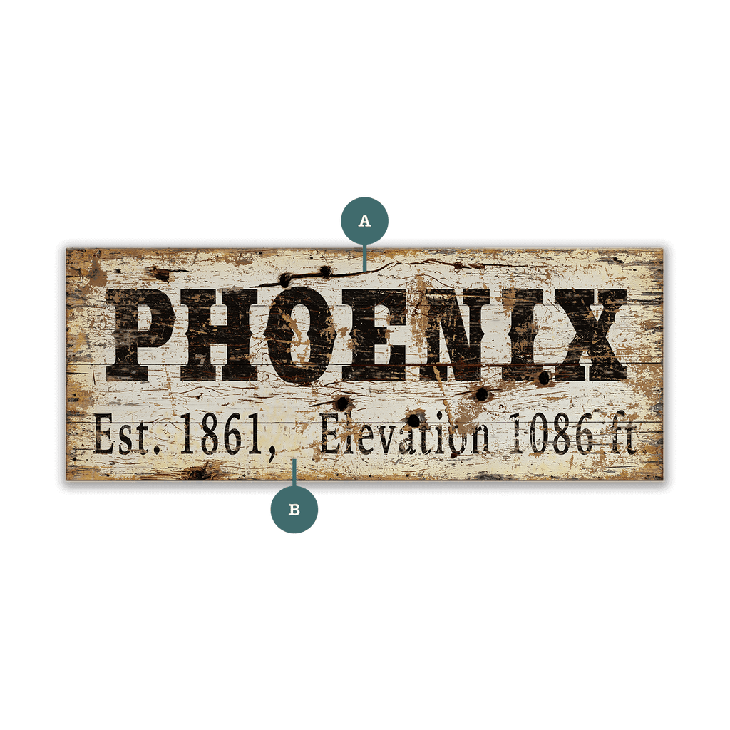 Phoenix Established & Elevation - Wood & Metal Wall Art