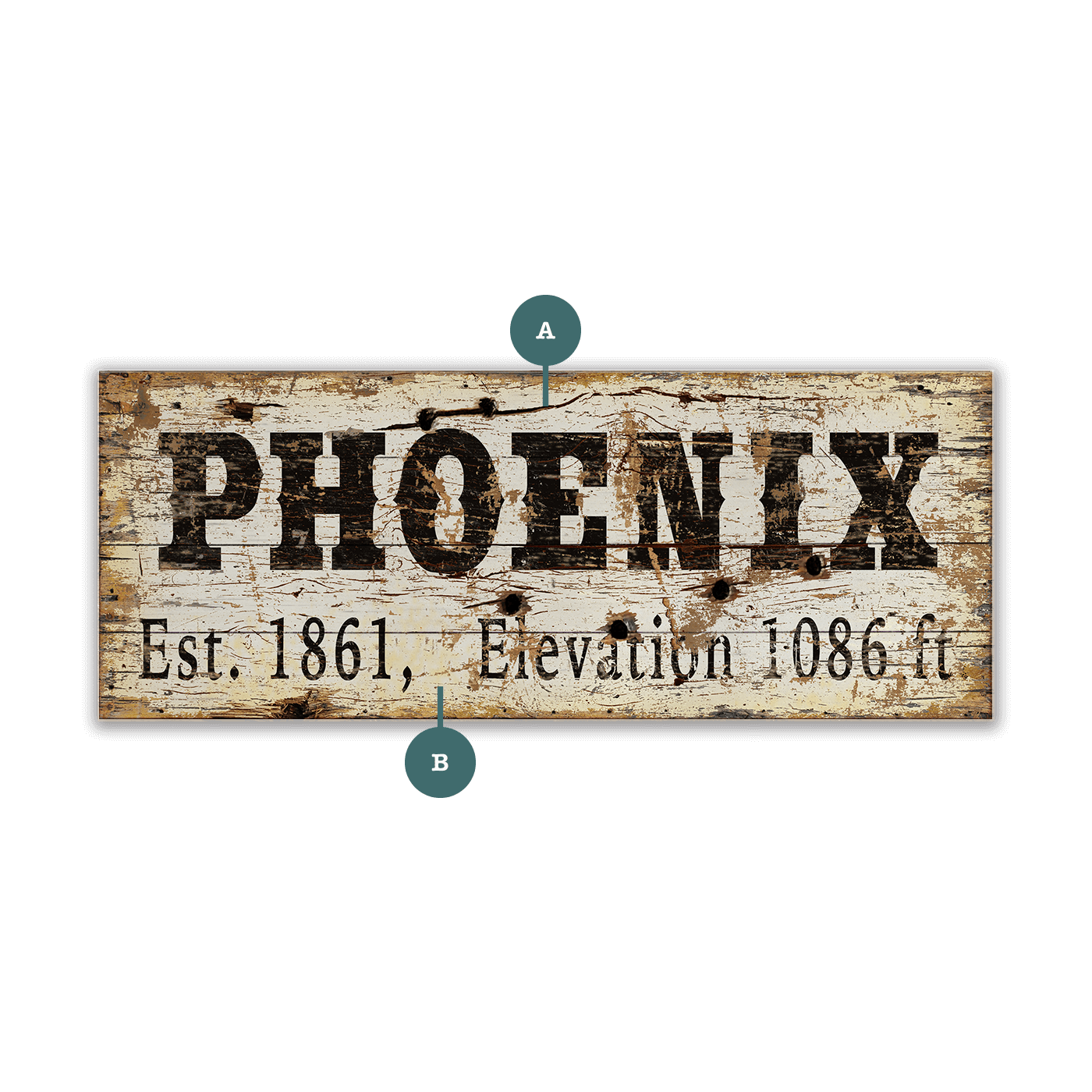 Phoenix Established & Elevation - Wood & Metal Wall Art